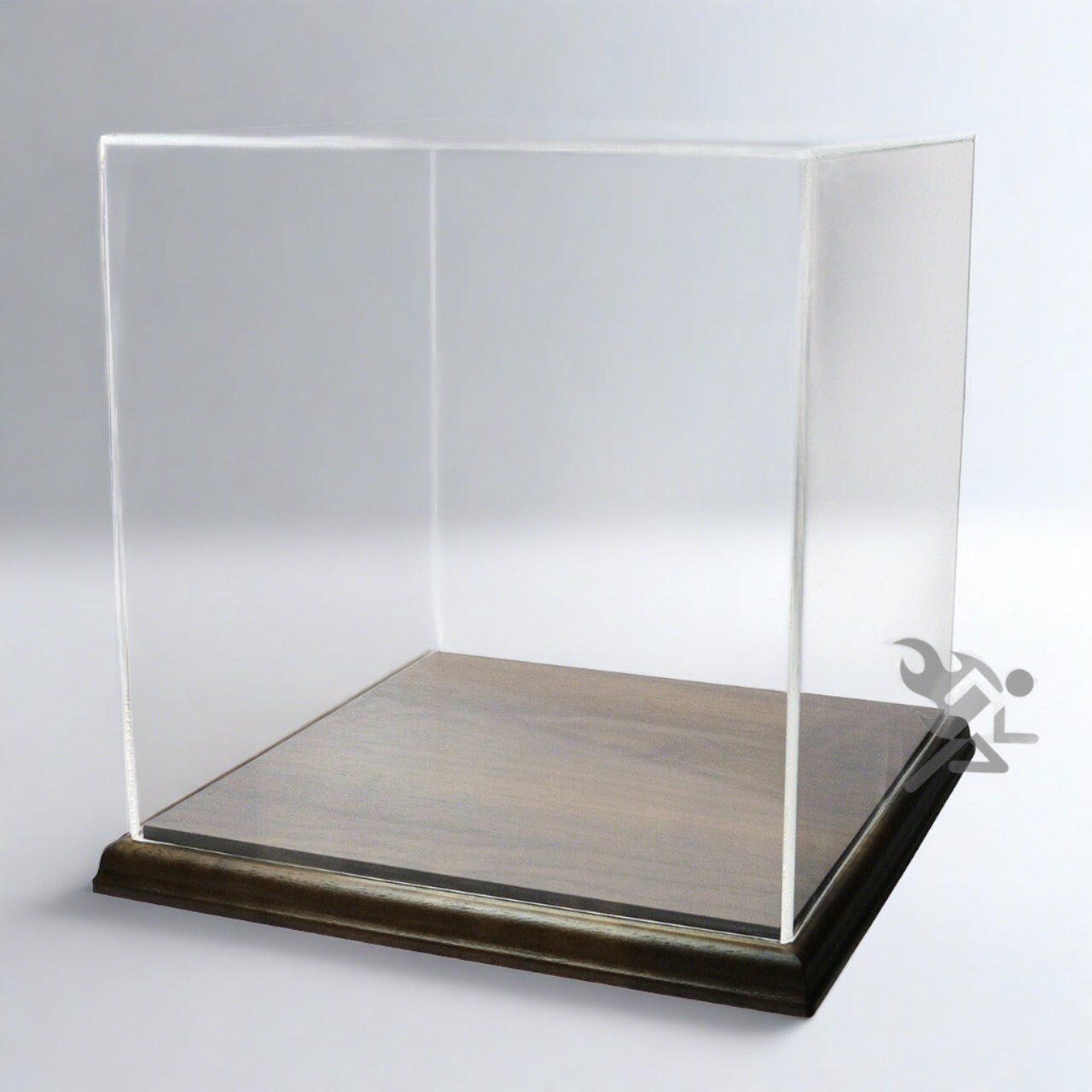 Acrylic Display Box 8" x 8" x 8" Dustproof Showcase with Solid Walnut Base