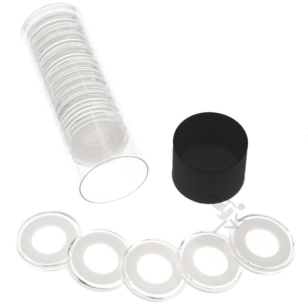 Capsule Tube & 20 Ring Fit 16mm Coin Holders for 1/10oz Gold Eagles ...