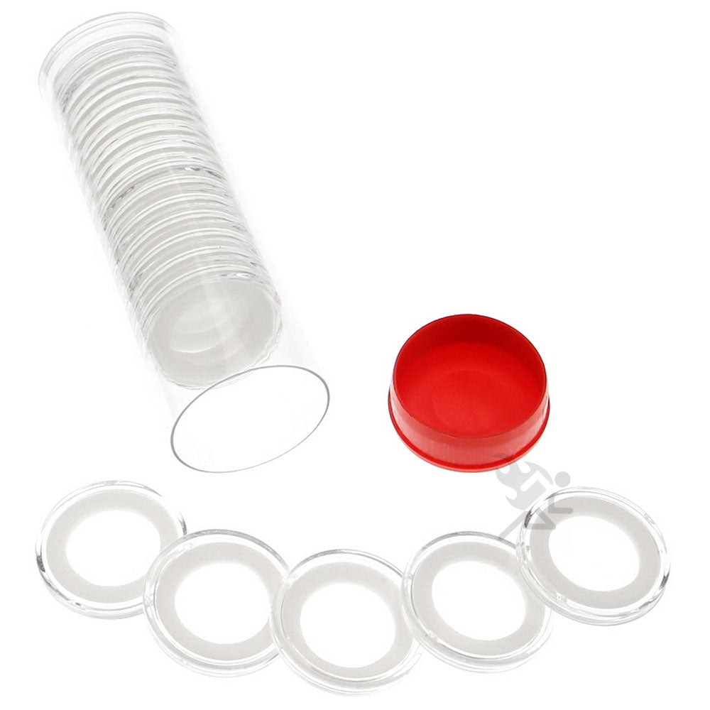 Capsule Tube & 20 Ring Fit 19mm Coin Holders for US Penny/Cent