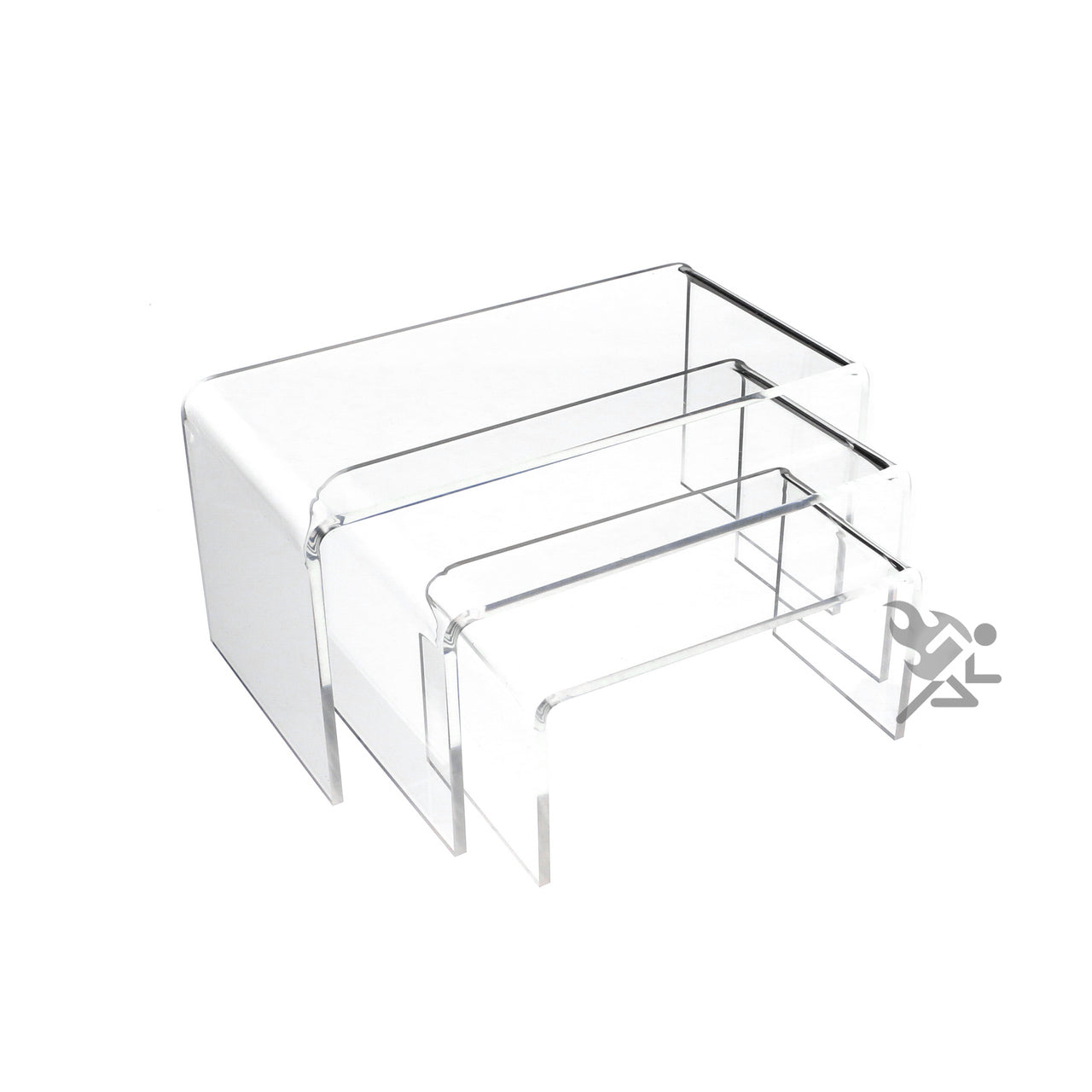 Clear Acrylic 1/8" Short Rectangle Riser 3 Piece Set Display Stands