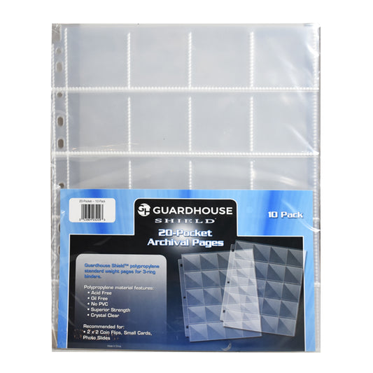 Guardhouse 20 Pocket Binder Pages for 2x2 Coin Flips