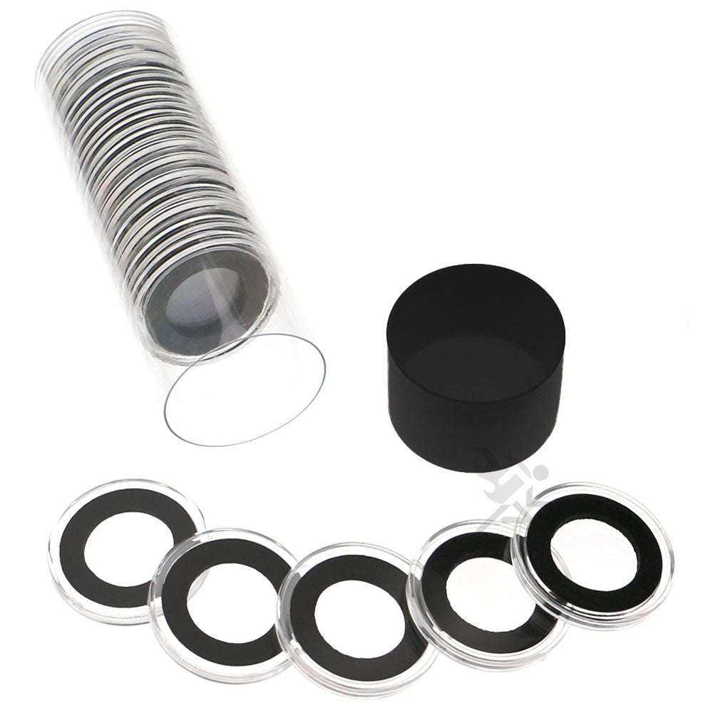 Capsule Tube & 20 Ring Fit 20mm Coin Holders for 1/4oz Gold Maple Leaf