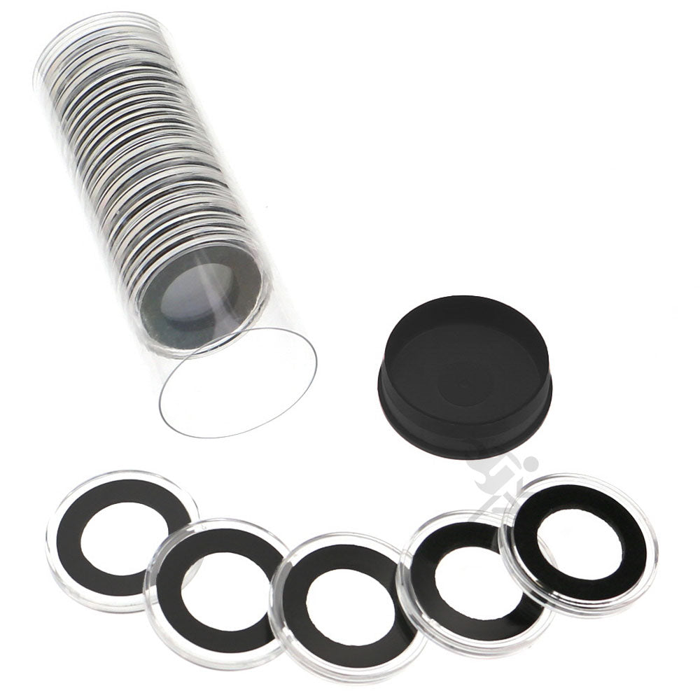 Capsule Tube & 20 Ring Fit 20mm Coin Holders for 1/4oz Gold Maple Leaf ...