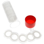 Capsule Tube & 20 Ring Fit 20mm Coin Holders for 1/4oz Gold Maple Leaf