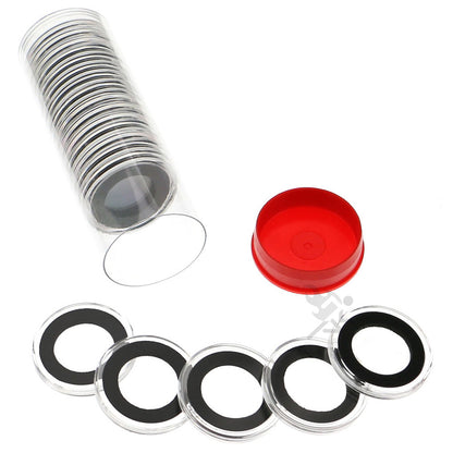Capsule Tube & 20 Ring Fit 21mm Coin Holders for US Nickels