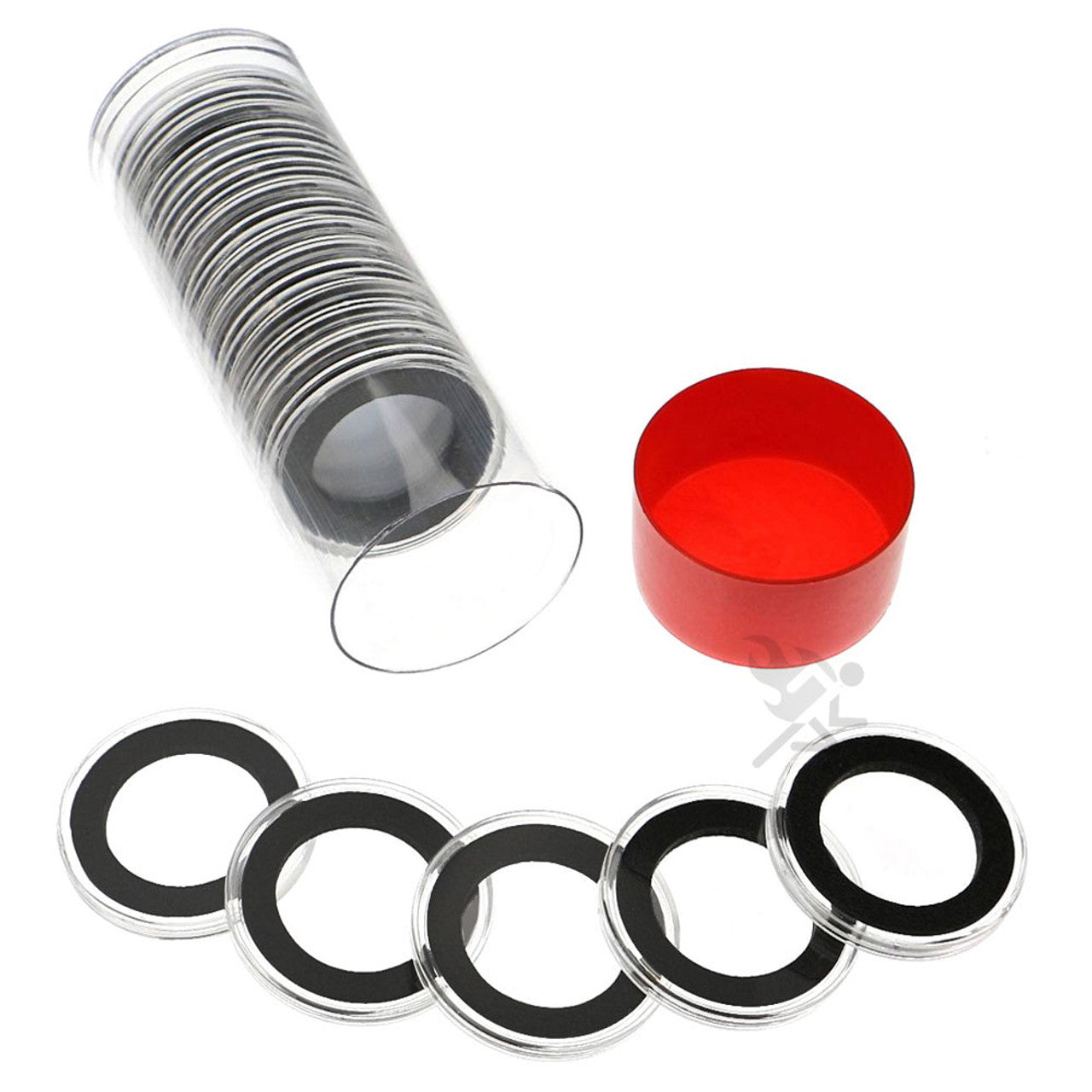 Capsule Tube & 20 Ring Fit 28mm Coin Holders for 1/2oz Gold Philharmon ...