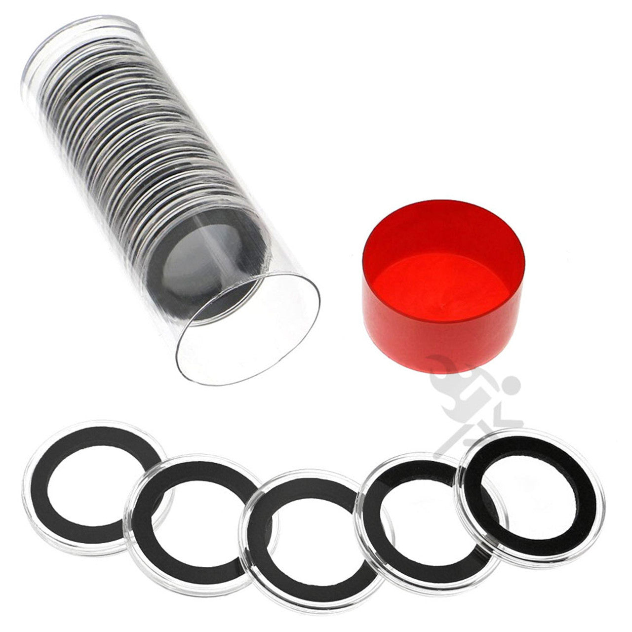 Capsule Tube & 20 Ring Fit 29mm Coin Holders for 1/2oz Gold Libertad ...