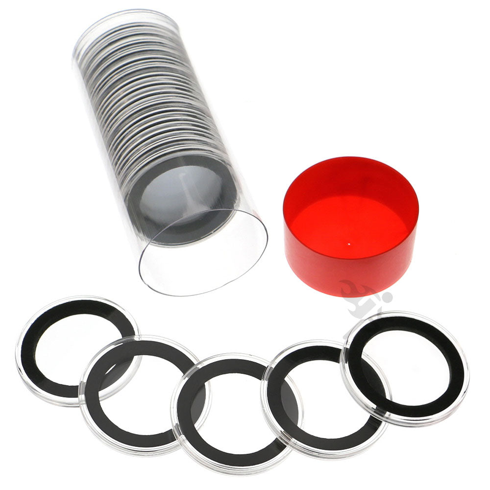 Capsule Tube & 20 Ring Fit 36mm Coin Holders for 1/2oz Silver Lunar