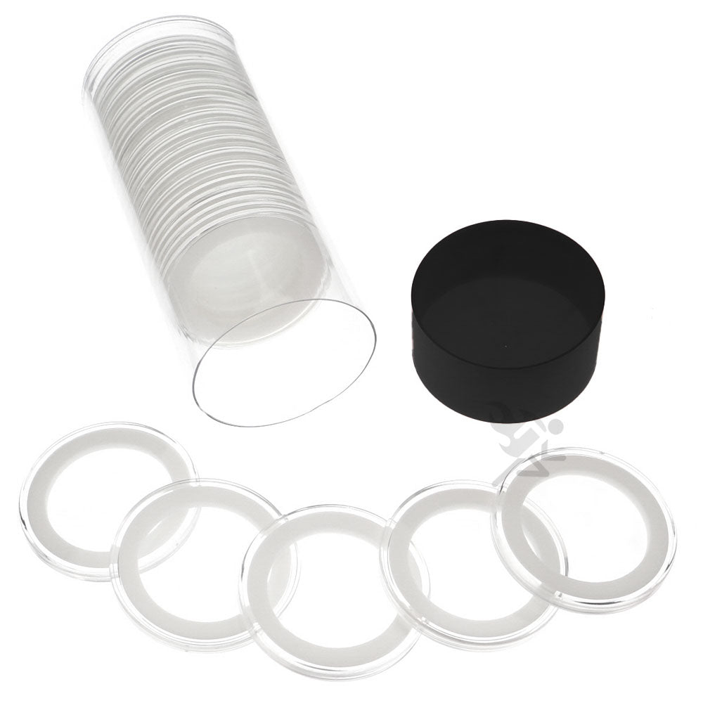Capsule Tube & 20 Ring Fit 36mm Coin Holders for 1/2oz Silver Lunar