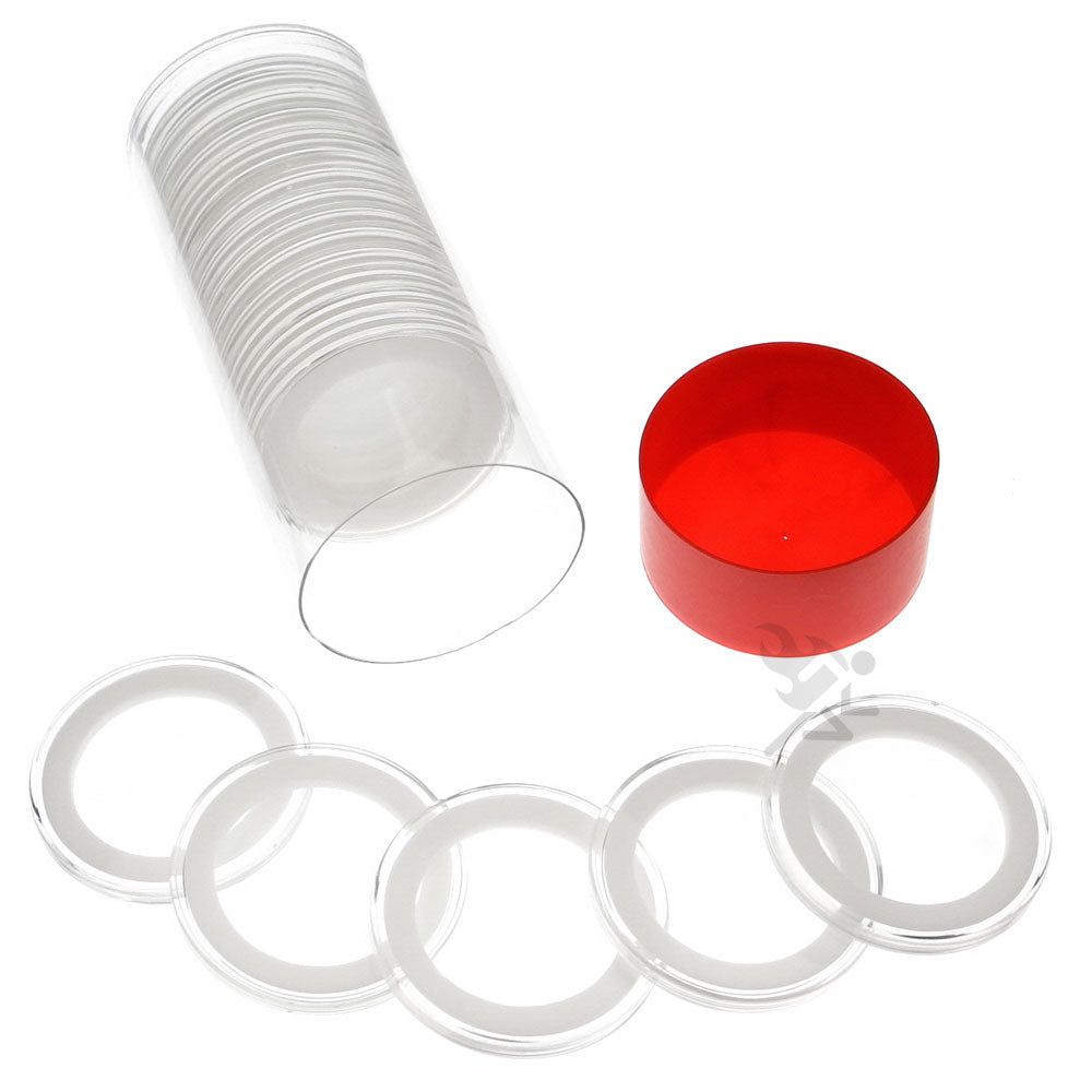 Capsule Tube & 20 Ring Fit 36mm Coin Holders for 1/2oz Silver Lunar