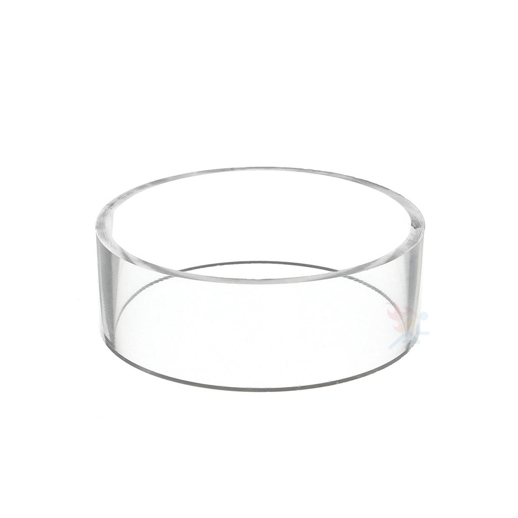 A clear acrylic sports ball display ring designed to hold a ball for display purposes.