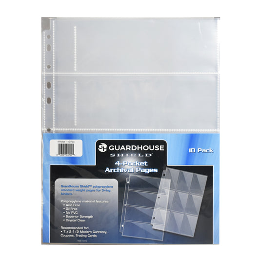 Guardhouse 4 Pocket Binder Pages for Modern U.S. Currency, 10 Pages