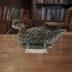 Hunting Duck Decoy Fossil Geode Mineral Display Stands, 3.4" Four Peg Holders