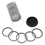 Capsule Tube & 20 Ring Fit 42mm Coin Holders for Casino Tokens & Chips