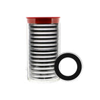 Capsule Tube & 15 46mm Black Ring Coin Capsules for 2oz Silver Shield Rounds