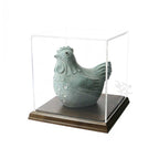 Acrylic Display Box 6" x 6" x 6" Dustproof Showcase with Solid Walnut Base