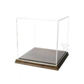 Acrylic Display Box 6" x 6" x 6" Dustproof Showcase with Solid Walnut Base