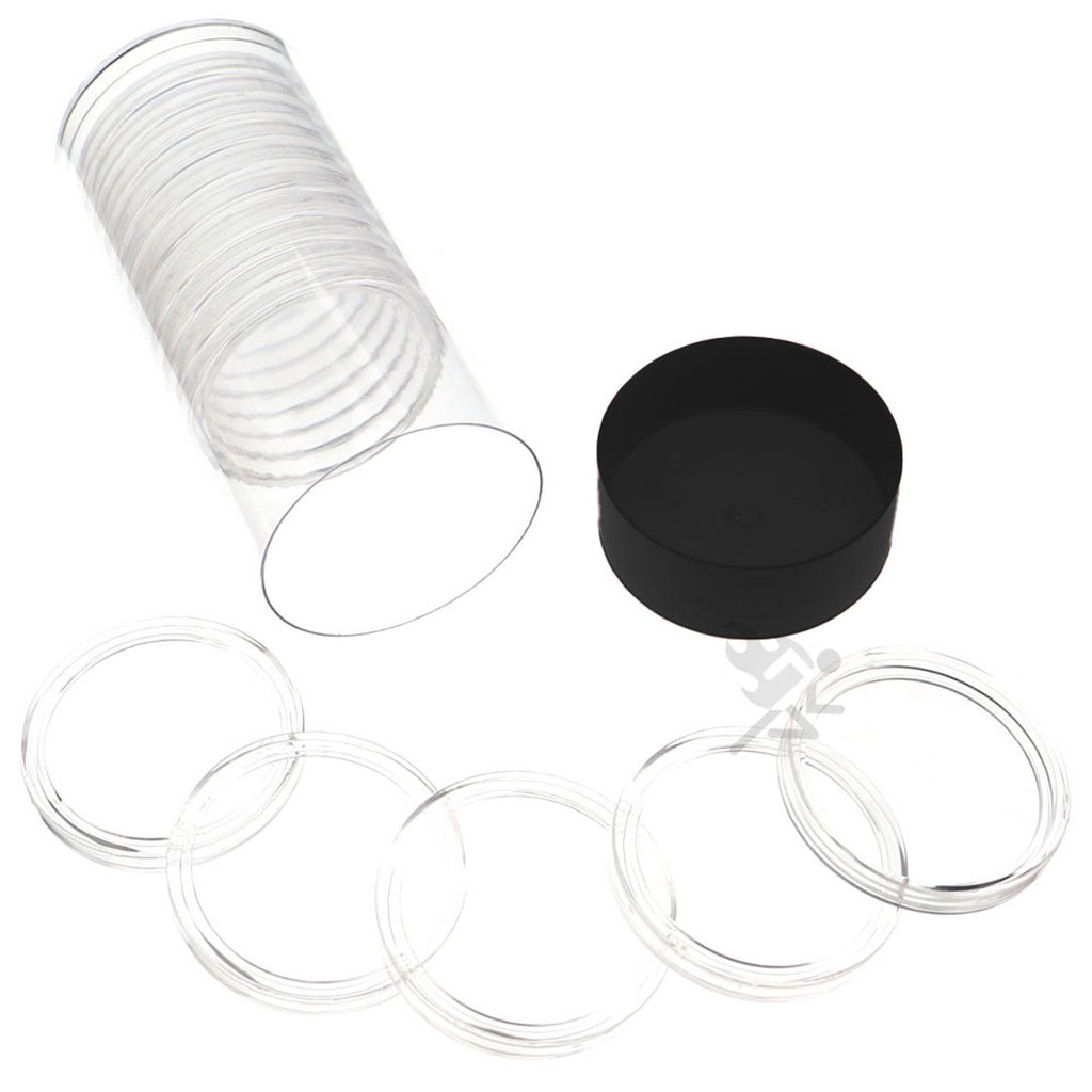 Capsule Tube & 15 Direct Fit X1.75" Coin Holders for Military Challenge Coins
