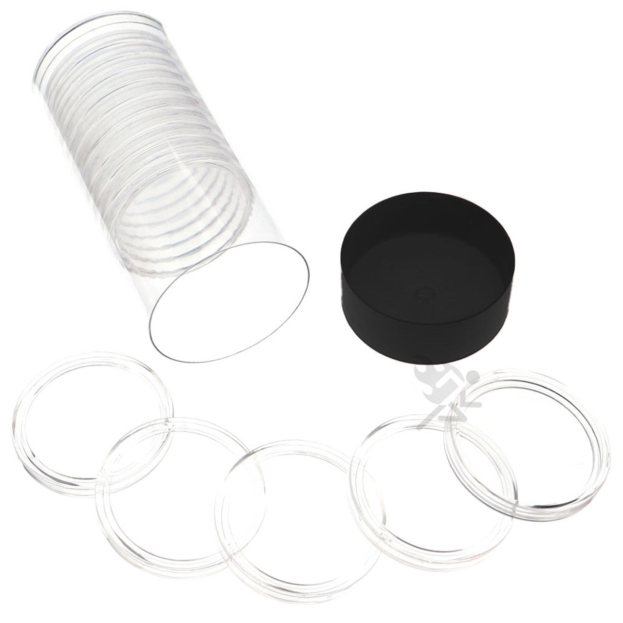 Capsule Tube & 15 Direct Fit 43.6mm Coin Holders for Casino $10 Silver Strikes