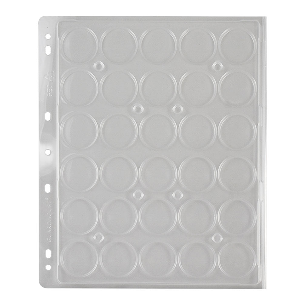 Coin Capsule Album Pages 30 MED - Model "T" Capsules per Page (2 Pages per Pack)
