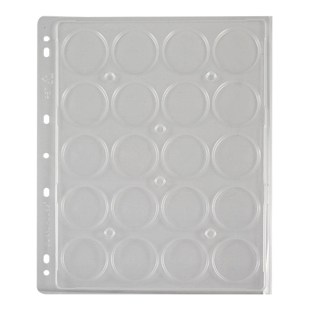 Coin Capsule Album Pages 20 LRG - Model "H" Capsules per Page (2 Pages per Pack)