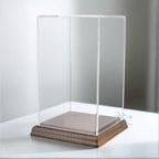 Acrylic Display Box 6" x 6" x 9" Dustproof Showcase with Solid Walnut Base