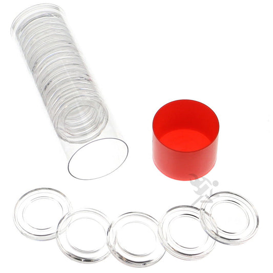 Capsule Tube & 20 Direct Fit 19mm Coin Holders for US Penny/Cent
