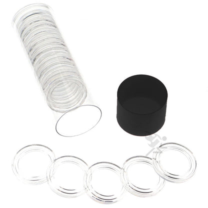 Capsule Tube & 20 Direct Fit 21.2mm Coin Holders for US Nickels