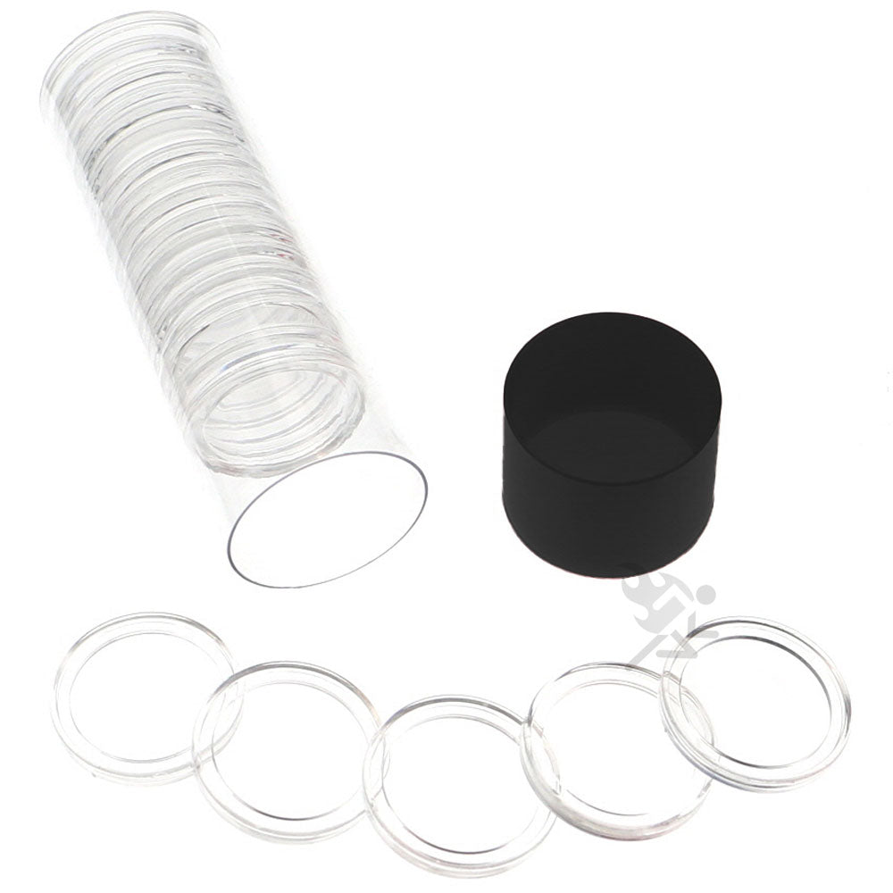 Capsule Tube & 20 A24 Direct Fit Coin Holders for 24.3mm US Quarters