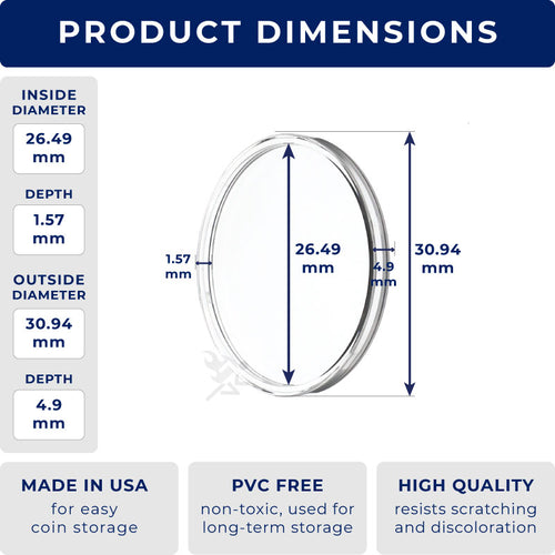 A26 Direct Fit Coin Holders for 26.5mm Presidential Dollars