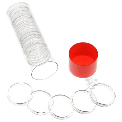 Capsule Tube & 20 Direct Fit 26.5mm Coin Holders for Presidential Dollars