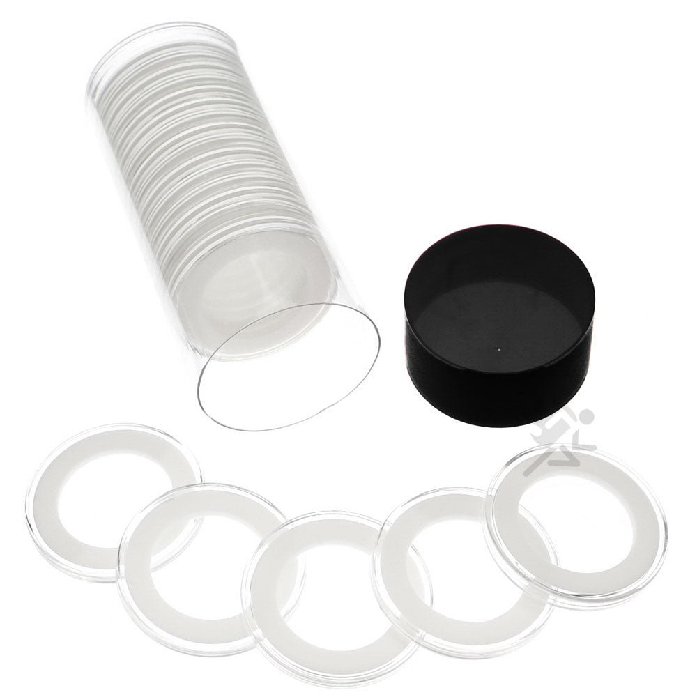 Capsule Tube & 20 Ring Fit 33mm Coin Holders for 1/2oz Silver Libertad