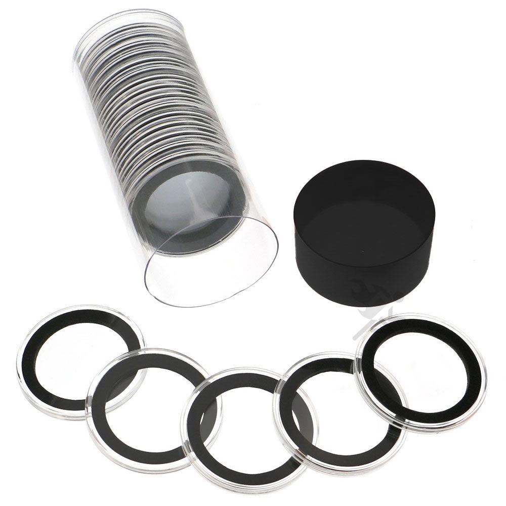 Capsule Tube & 20 Ring Fit 37mm Coin Holders for 1oz Philharmonics