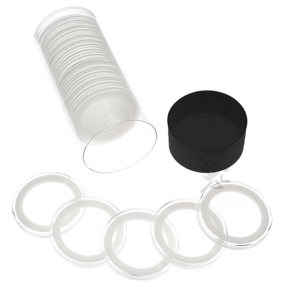Capsule Tube & 20 Ring Fit 37mm Coin Holders for 1oz Philharmonics