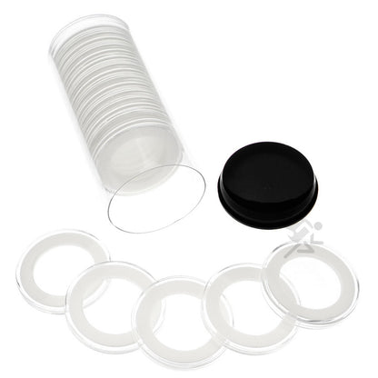 Capsule Tube & 20 Ring Fit 33mm Coin Holders for 1/2oz Silver Libertad