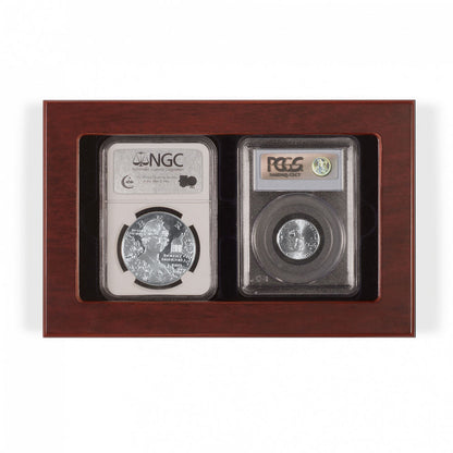 Lighthouse Mahogany Slab Presentation Box for 2 Certified Coins