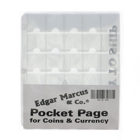 30 Pocket Coin Binder Pages for 1.5 x 1.5" Flips, 10 Pages