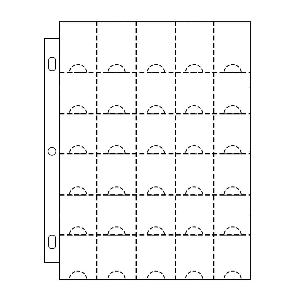 30 Pocket Coin Binder Pages for 1.5 x 1.5" Flips, 10 Pages