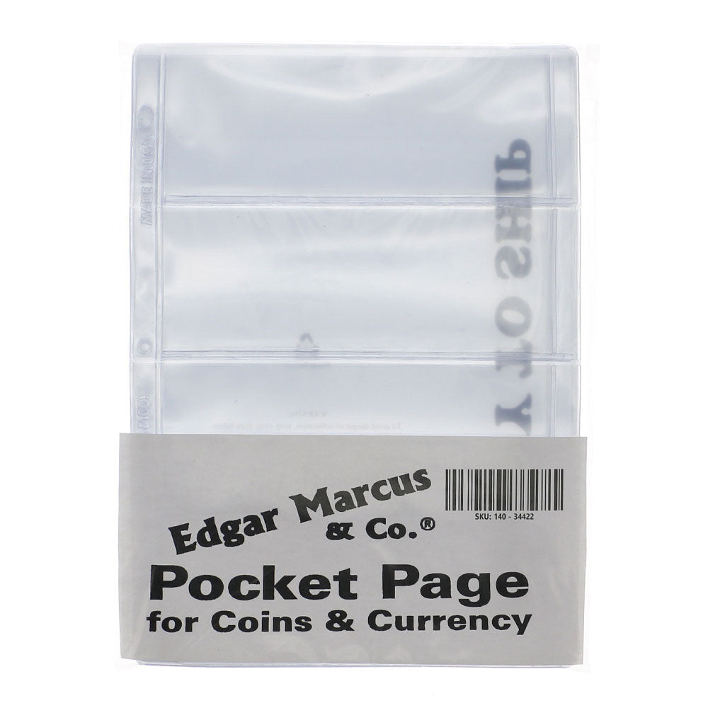 Edgar Marcus 4 Pocket Binder Pages for Modern U.S. Currency, 10 Pages