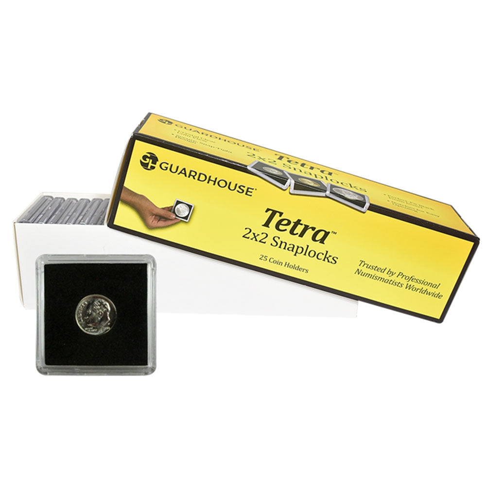 Guardhouse Tetra 2x2 Snaplock Coin Holders for Dime, 25 ct Box