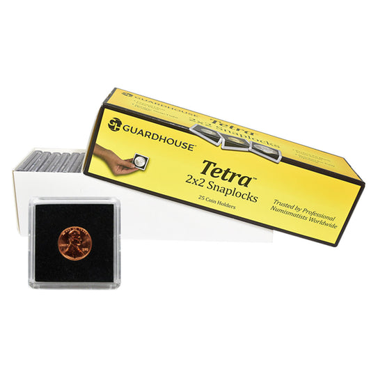 Guardhouse Tetra 2x2 Snaplock Coin Holders for Penny/Cent, 25 ct Box