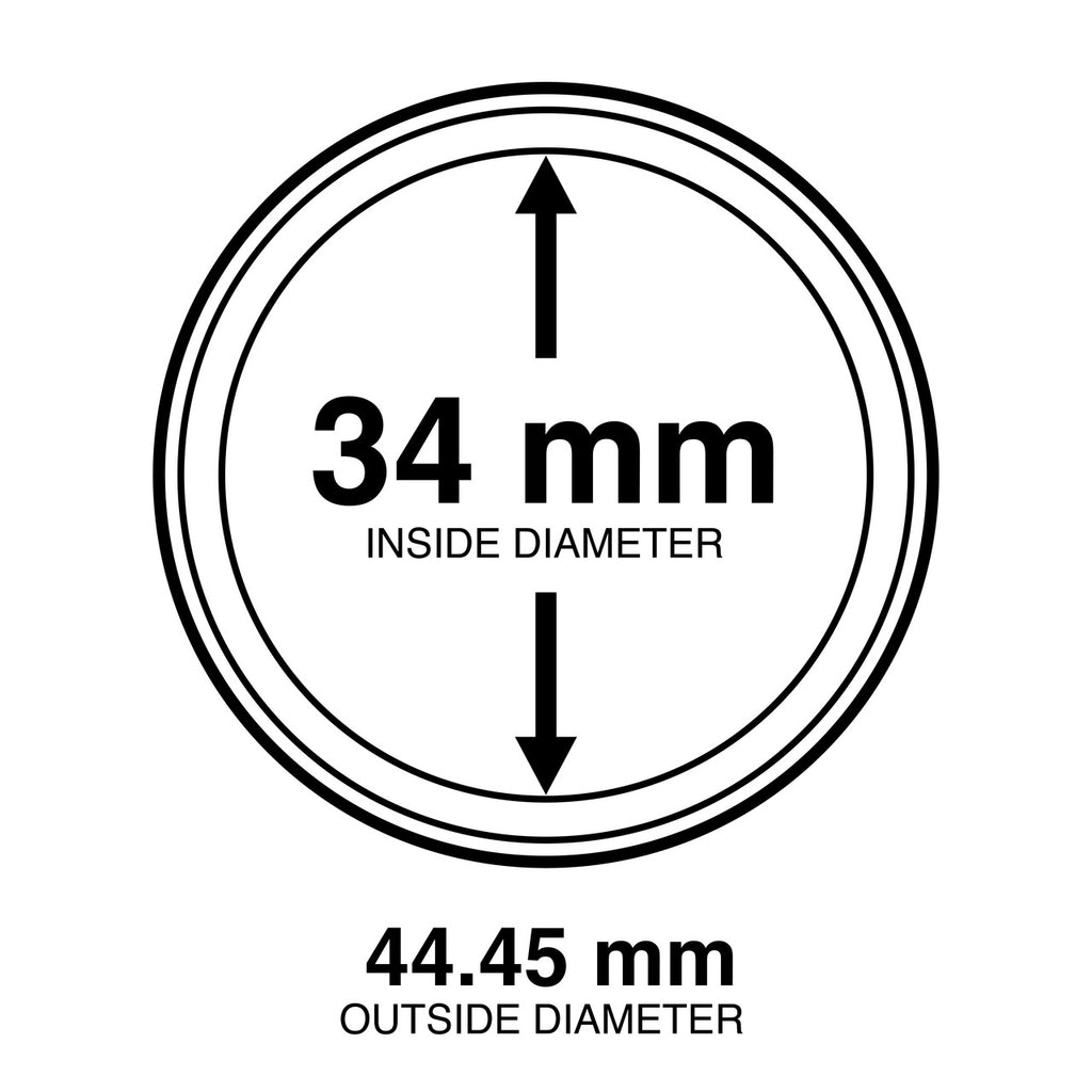 Coin Holder Tube & 20 Air-Tite H34 Coin Capsules for 1/2oz Silver Maple Leaf