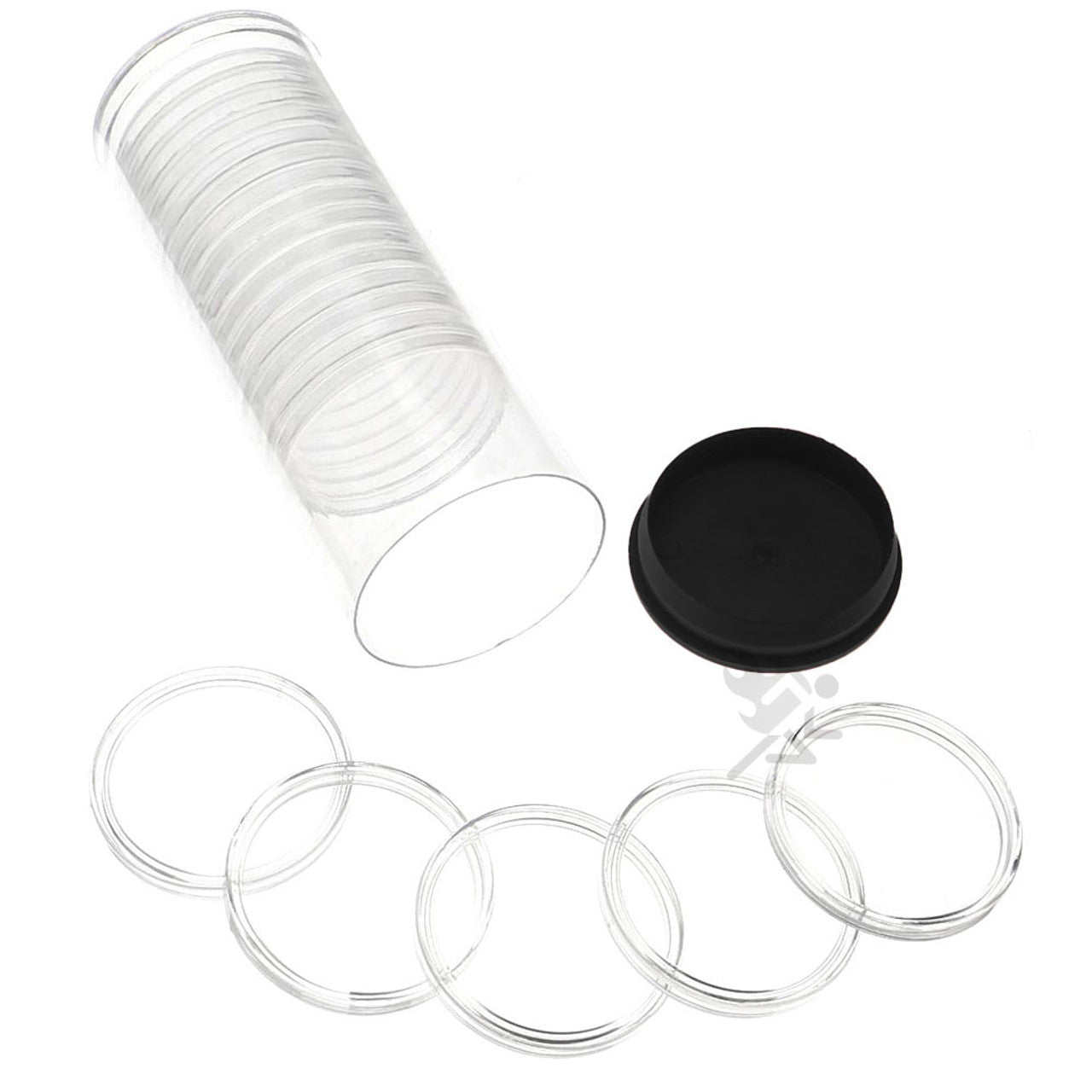 Capsule Tube & 20 Direct Fit 38.1mm Coin Holders for 1oz Silver Dollars
