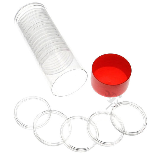 Capsule Tube & 20 Direct Fit 38.1mm Coin Holders for 1oz Silver Dollars