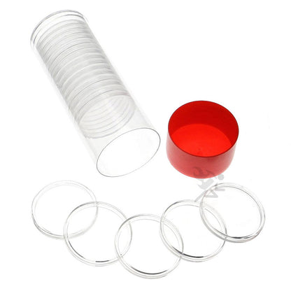 Capsule Tube & 20 Direct Fit 39mm Coin Holders for 1oz Silver Rounds