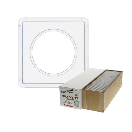 Snap-Tite 2x2 Plastic Coin Holders for Half Dollar, 25 ct Box