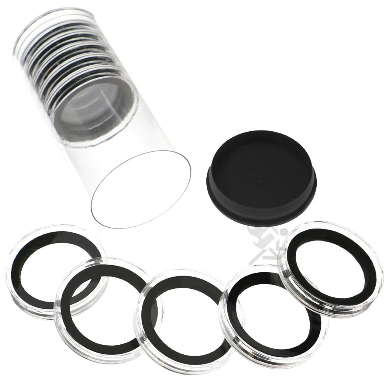 Capsule Tube & 10 High Relief 39mm Ring Fit Coin Holders for 2oz Biblical Coins