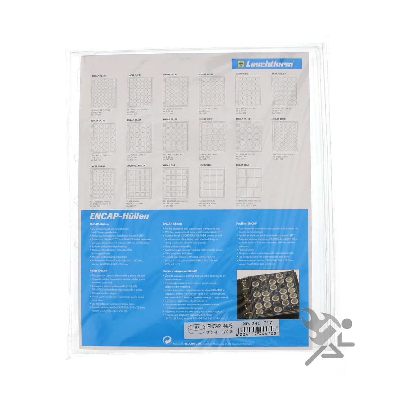 Album Binder Pages Encap 44/45 for Air-Tite XL - Model "I" Coin Capsules, 2 pack