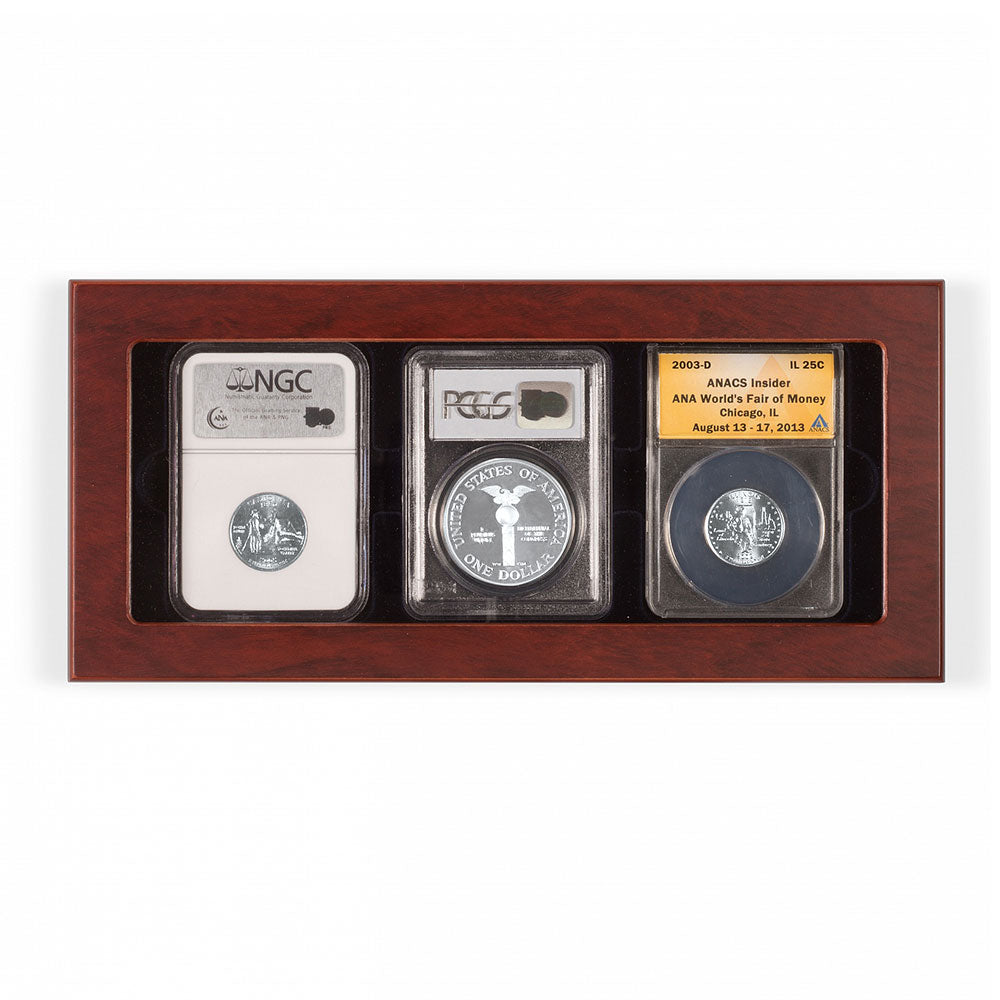 Lighthouse Mahogany Slab Presentation Box for 3 Certified Coins