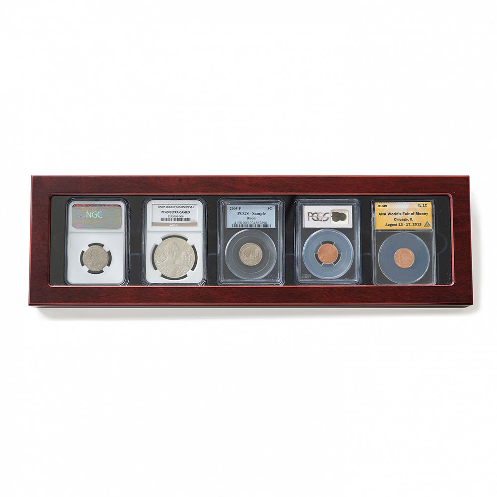 Lighthouse Mahogany Slab Presentation Box for 5 Certified Coins